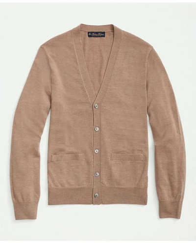 Brooks Brothers Big & Tall Fine Merino Wool Cardigan Sweater | Camel | Size 2x