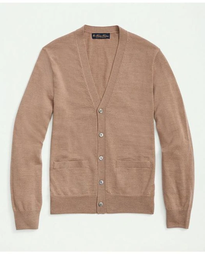 Brooks Brothers Big & Tall Ultimate Merino Wool Cardigan Sweater In Camel