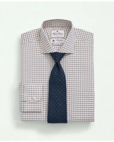 Brooks Brothers X Thomas Mason Cotton Twill Londoner Collar, Tattersall Dress Shirt | Navy | Size 17 34