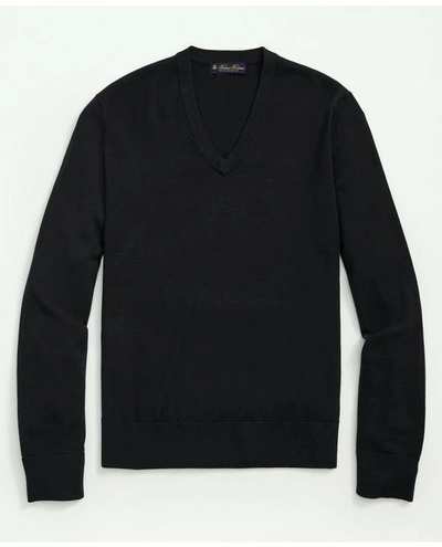 Brooks Brothers Big & Tall Fine Merino Wool V-neck Sweater | Black | Size 4x Tall