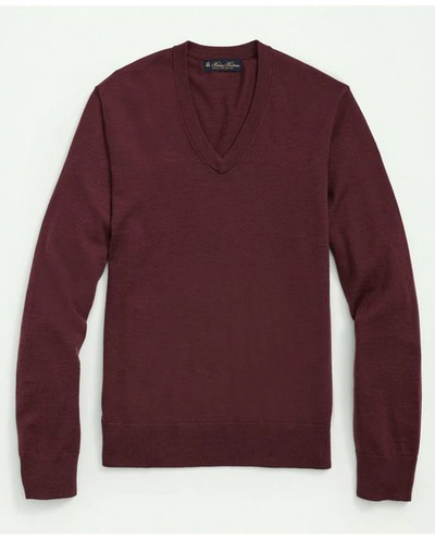 Brooks Brothers Big & Tall Fine Merino Wool V-neck Sweater | Burgundy | Size 2x Tall