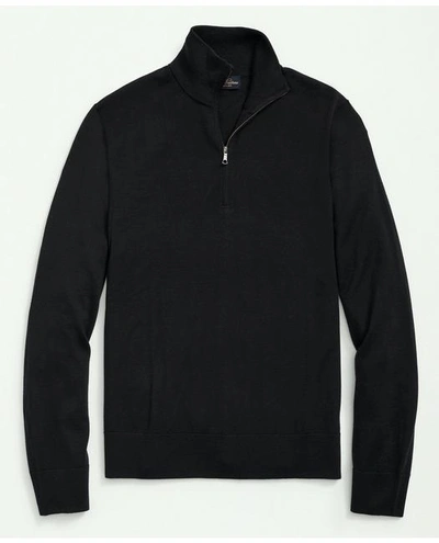 Brooks Brothers Big & Tall Fine Merino Wool Half-zip Sweater | Black | Size 1x Tall