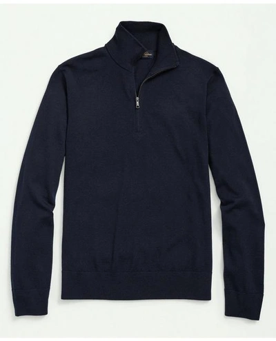 Brooks Brothers Big & Tall Fine Merino Wool Half-zip Sweater | Navy | Size 2x Tall