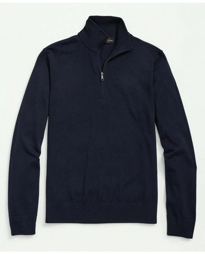 Brooks Brothers Big & Tall Ultimate Merino Wool Half-zip Sweater In Navy