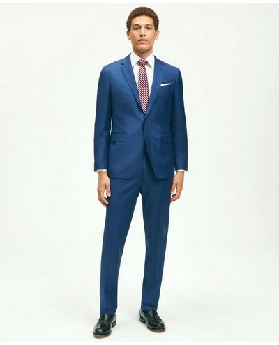 Brooks Brothers Slim Fit Wool Sharkskin 1818 Suit | Blue | Size 42 Long