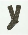 Brooks Brothers Wool-silk Blend Flecked Socks In Medium Green