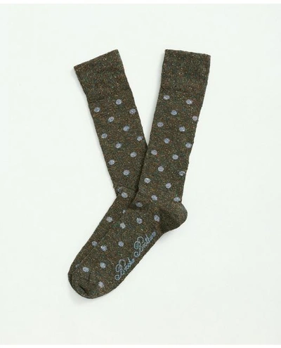 Brooks Brothers Wool-silk Blend Flecked Socks | Medium Green