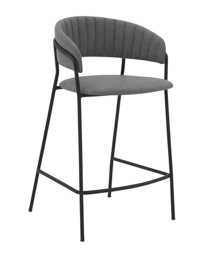 Armen Living Nara 26in Metal Counter Height Bar Stool In Gray