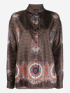 Etro Mix-print Pointed-collar Silk Shirt In Multi