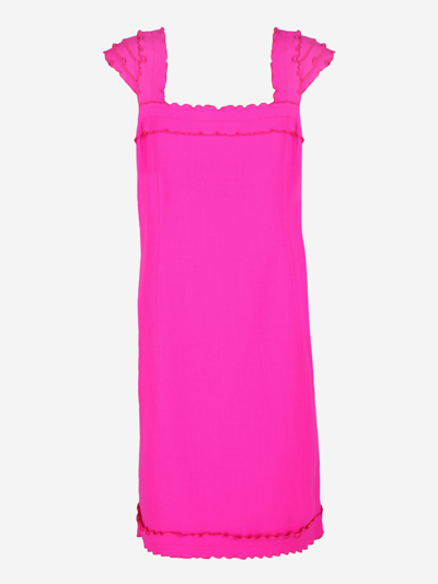 Pre-owned Oscar De La Renta Silk Midi Dress In Pink