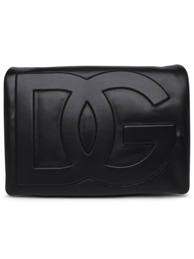 Dolce & Gabbana Logo Embossed Shoulder Bag In Black