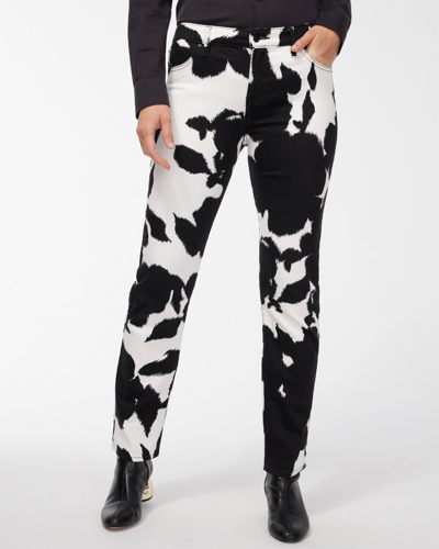 Chico's Girlfriend Petite Floral Ankle Jeans In White Size 12p/14p |