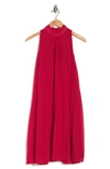 Marina Pleated Chiffon Trapeze Dress In Red