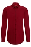 Hugo Slim-fit Shirt In Easy-iron Cotton Poplin In Red