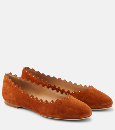 Chloé Lauren Stud-detailed Ballerina Shoes In Dark Orange