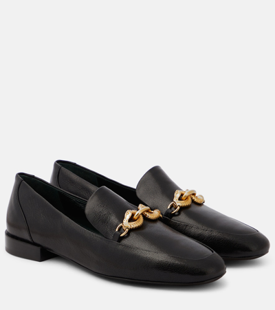 Tory Burch Jessa Embellished Leather Loafers In Black