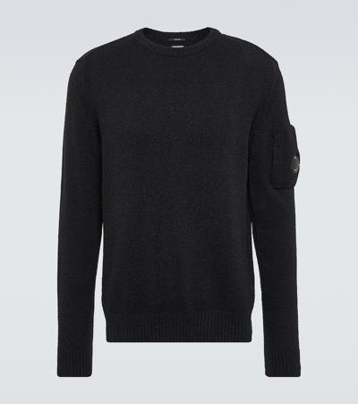 C.p. Company Brushed & Em Diagonal Fleece Sweater In Black