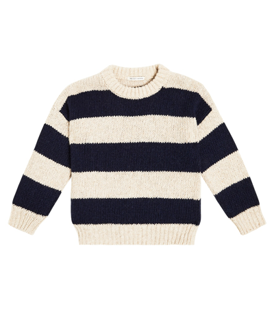 The New Society Kids' Tirso Striped Wool-blend Sweater In Beige