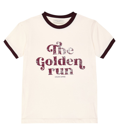 Golden Goose Kids' Journey Logo棉质针织t恤 In White