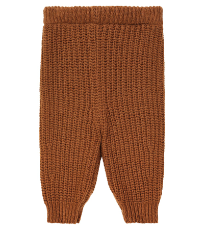 The New Society Baby Ribbed-knit Sweatpants In Brown