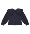 The New Society Jimena Ruffled Cotton Blouse In Blue