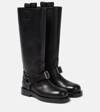 Burberry Saddle Knee-high Leather Boots In Black