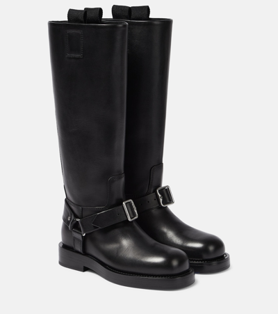 Burberry Saddle Leather Knee-high Boots In Black