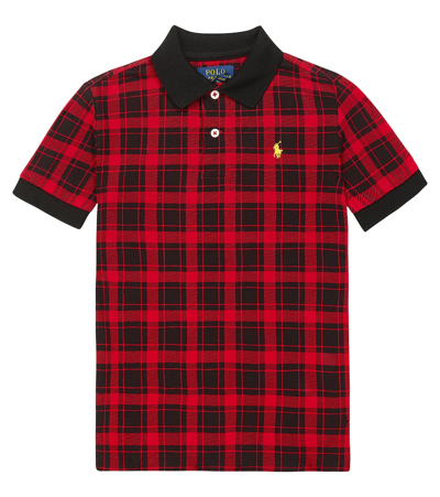 Polo Ralph Lauren Kids' Tartan Cotton Polo Shirt In Red