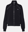 Tory Burch Bonded Crepe Zip-up Track Jacket In Black