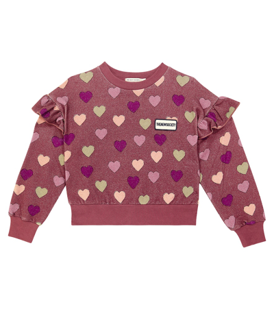 The New Society Kids' Christy Printed Cotton Sweater In Purple