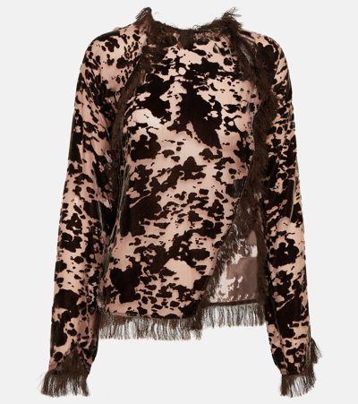 Acne Studios Velvet Cow Print Top In Chocolate Brown