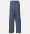 Joseph Alana High-rise Straight-leg Flannel Pants In Blue