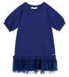 Monnalisa Jersey Tulle-trimmed Dress In Blue