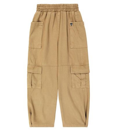 Monnalisa Kids' Wide-leg Cargo Trousers In Brown