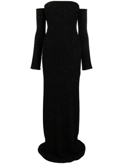 Blumarine Detachable-sleeve Strapless Gown In Nero