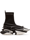 BALMAIN BLACK AND WHITE UNICORN HIGH-TOP SNEAKERS