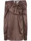 BALMAIN BROWN DRESS WITH MONOGRAM BOW