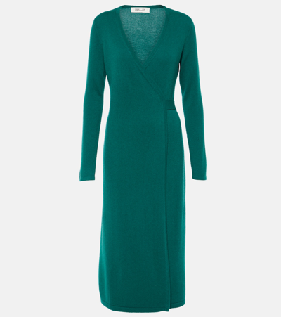 Diane Von Furstenberg Astrid Wool And Cashmere Wrap Dress In Green