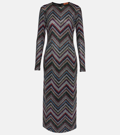 Missoni Zig Zag Sequined Midi Dress In Multicoloured