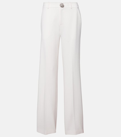 Area Embellished Cutout Wool Flared Pants In White