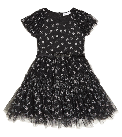 Monnalisa Kids' Ruffled Tulle Dress In Black