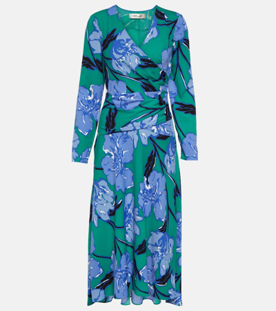 Diane Von Furstenberg Feronia Floral Crêpe Midi Dress In Blue