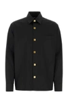 Balmain Men's Noir Monogram-button Cotton Shirt In Noir