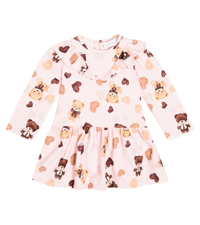 Monnalisa Printed Jersey Dress In Pink