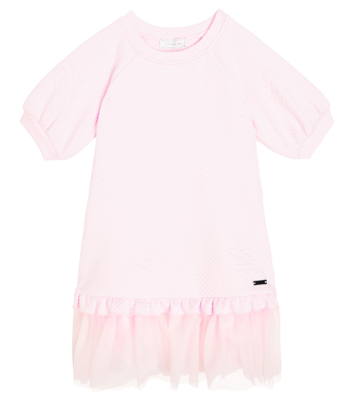 Monnalisa Kids' Jersey Tulle-trimmed Dress In Pink