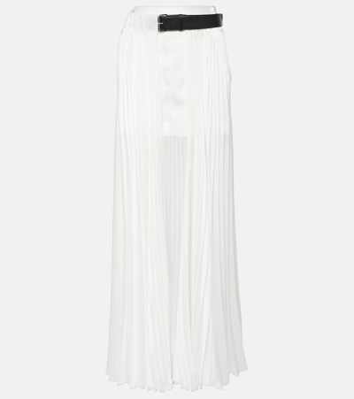 Peter Do Pleated Tech Open Skirt W/ Leather Belt In White