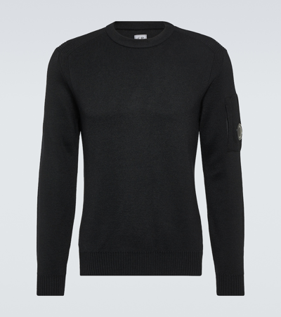 C.p. Company Wool Blend Knit Sweater In Black