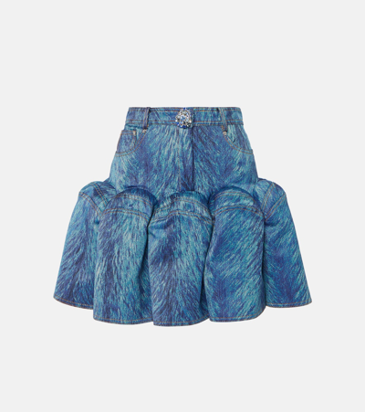 Area Women's Crystal-embellished Denim Miniskirt In Indigo Multi