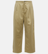 Burberry Single-pleated Cotton Pants With Ankle Straps In Green