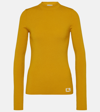 Burberry Crew Neck Wool Blend Pullover In Yellow
